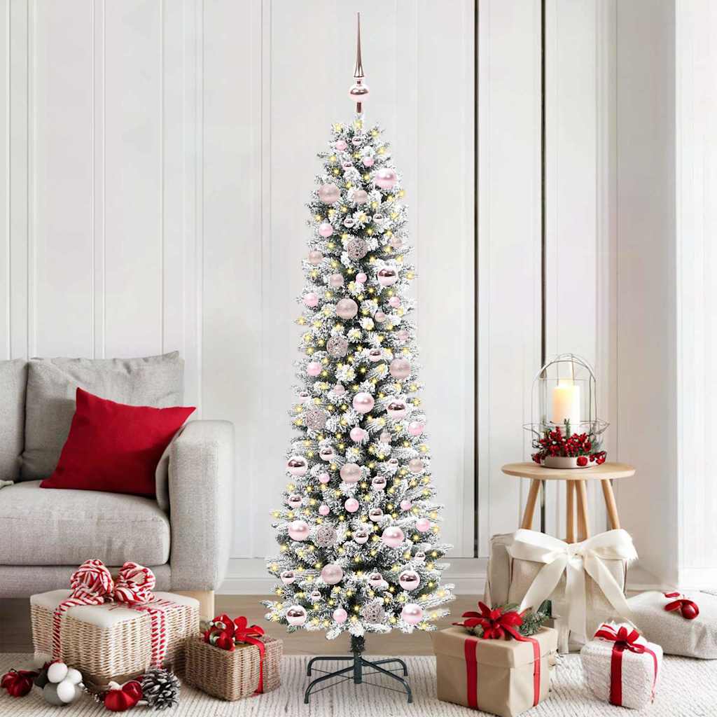 Kunstigt juletræ Hvid 180 cm PVC og metal og plast