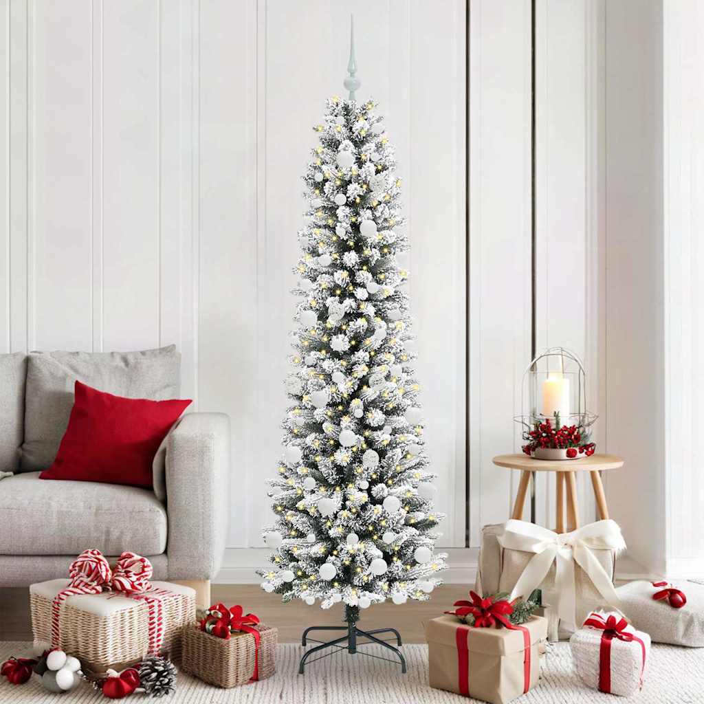 Kunstigt juletræ Hvid 180 cm PVC og metal og plast