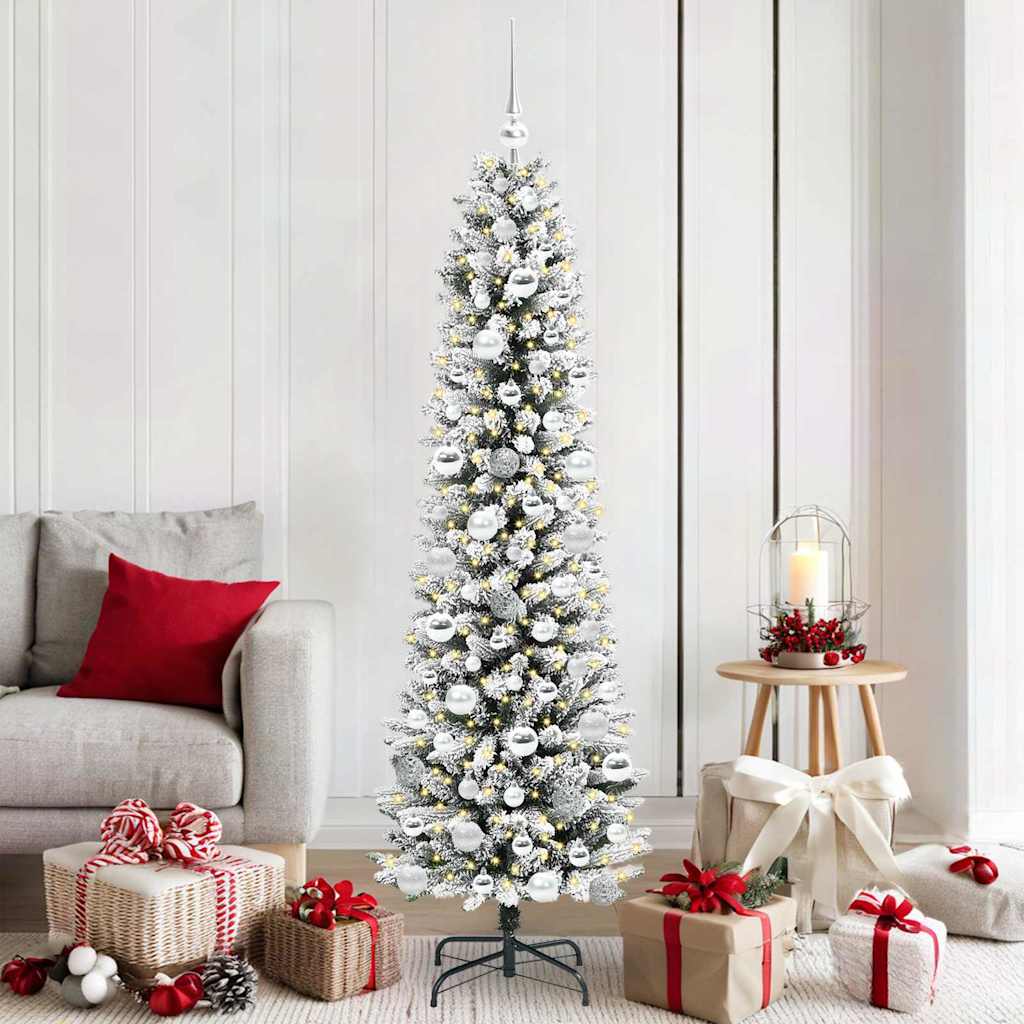 Kunstigt juletræ Hvid 180 cm PVC og metal og plast