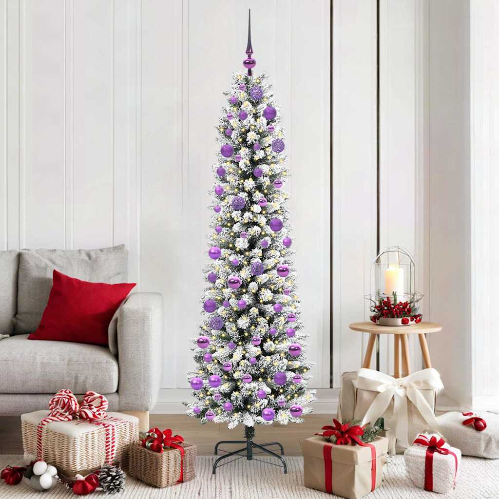 Kunstigt juletræ Hvid 180 cm PVC og metal og plast