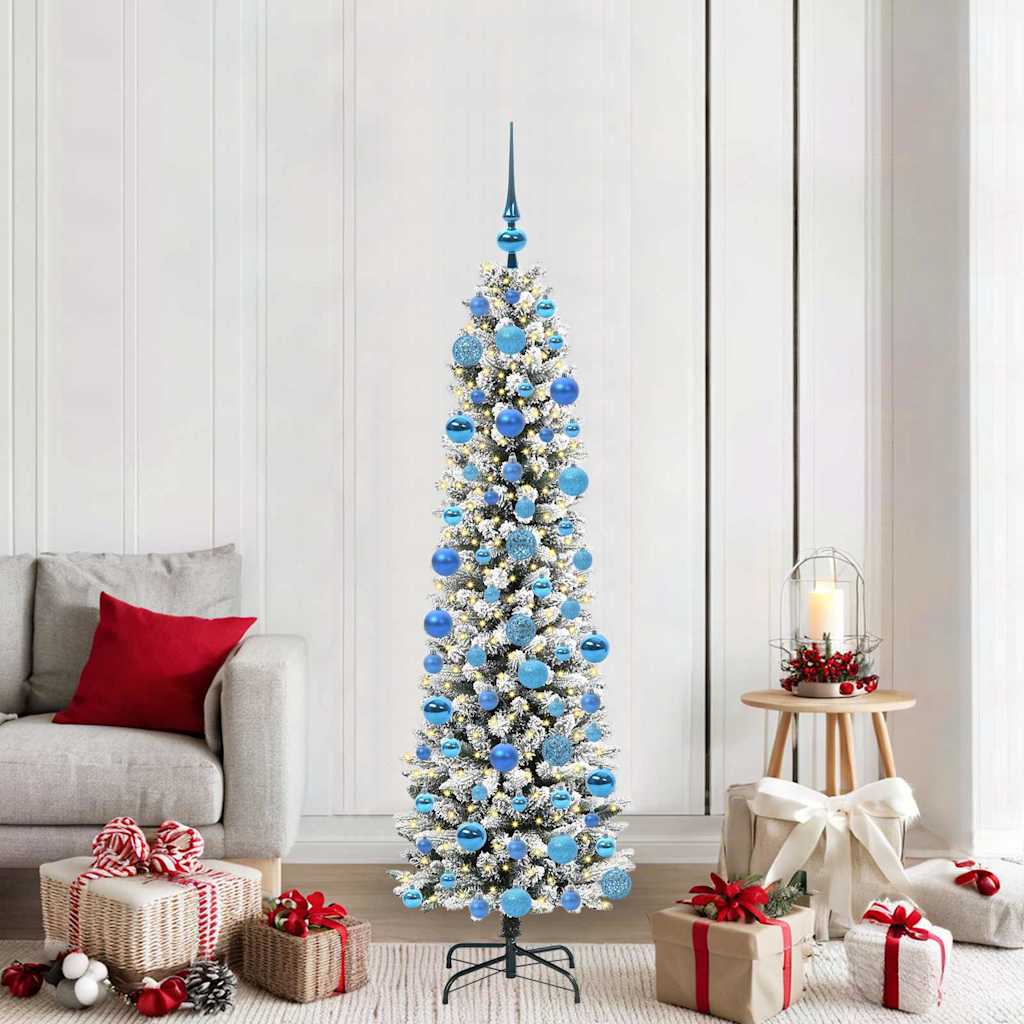 Kunstigt juletræ Hvid 180 cm PVC og metal og plast