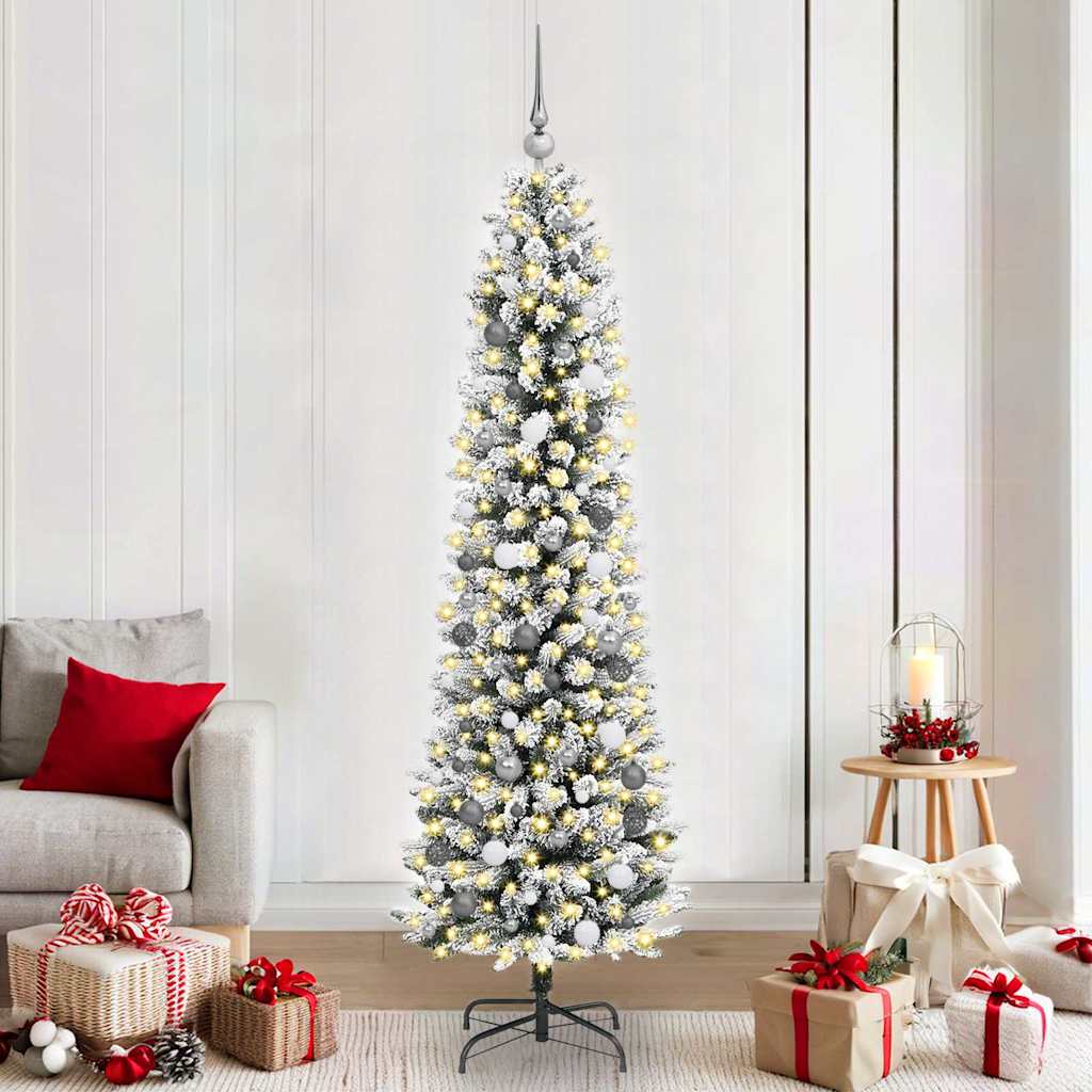 Kunstigt juletræ Hvid 210 cm PVC og metal og plast