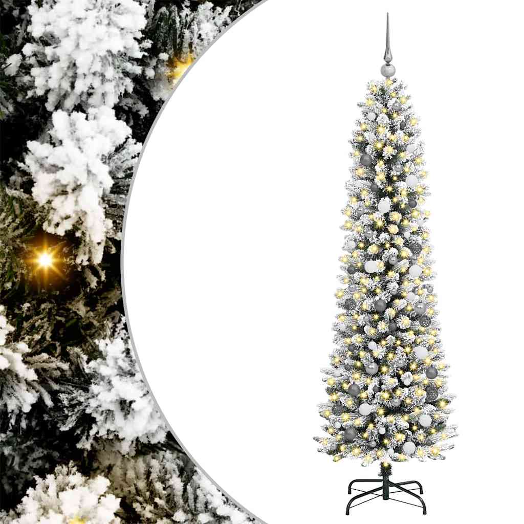 Kunstigt juletræ Hvid 210 cm PVC og metal og plast