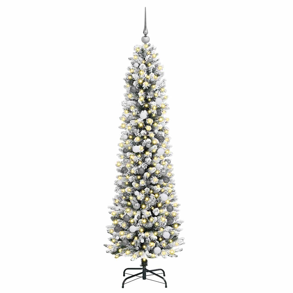 Kunstigt juletræ Hvid 210 cm PVC og metal og plast