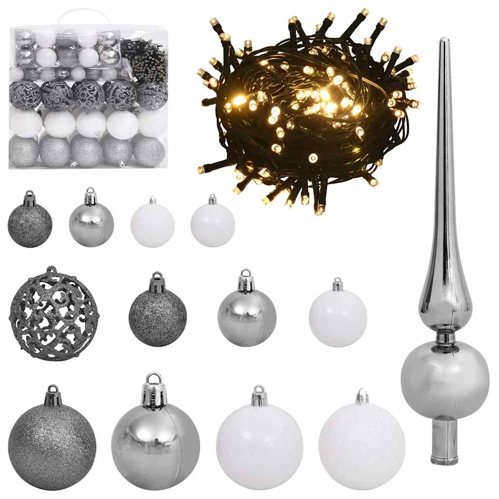 Kunstigt juletræ Hvid 210 cm PVC og metal og plast