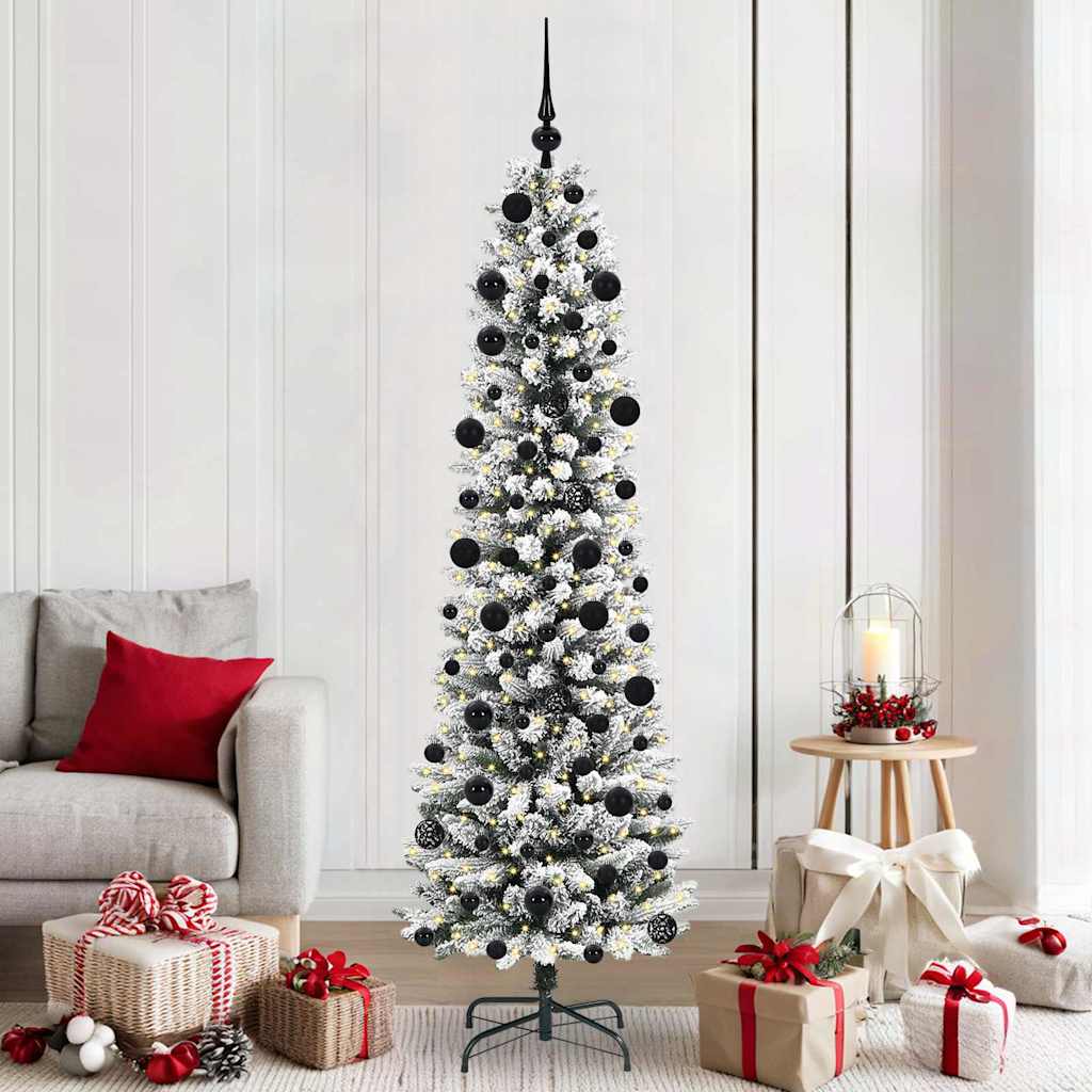 Kunstigt juletræ Hvid 210 cm PVC og metal og plast