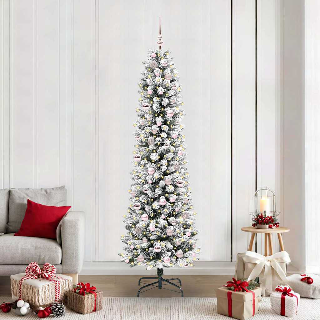 Kunstigt juletræ Hvid 210 cm PVC og metal og plast