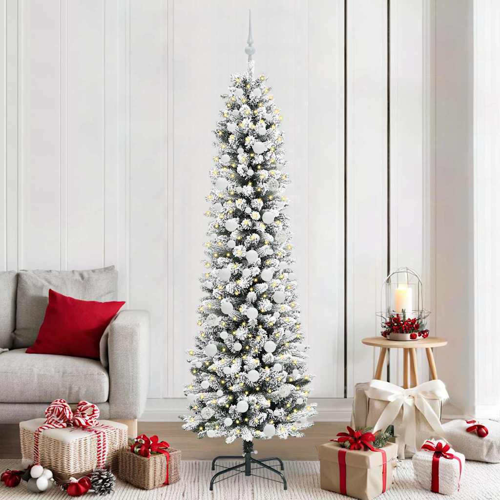 Kunstigt juletræ Hvid 210 cm PVC og metal og plast