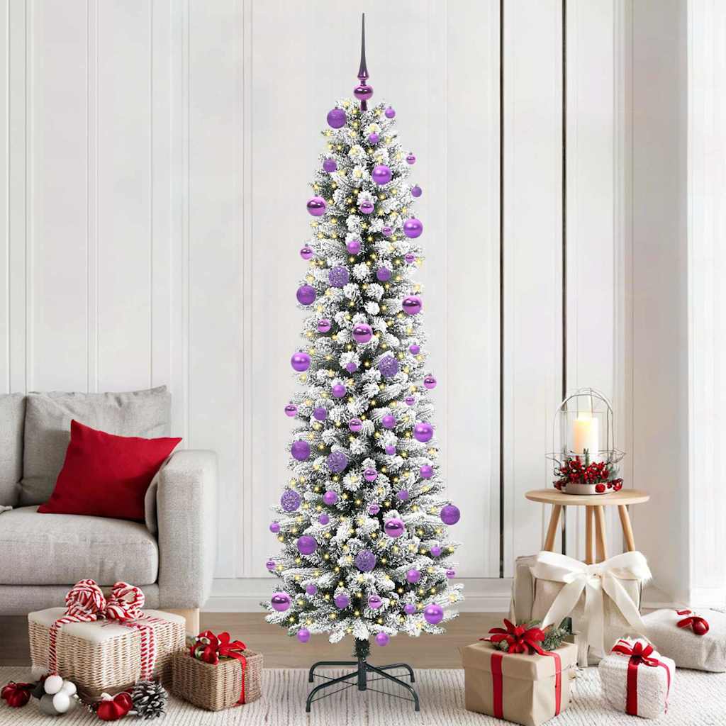 Kunstigt juletræ Hvid 210 cm PVC og metal og plast