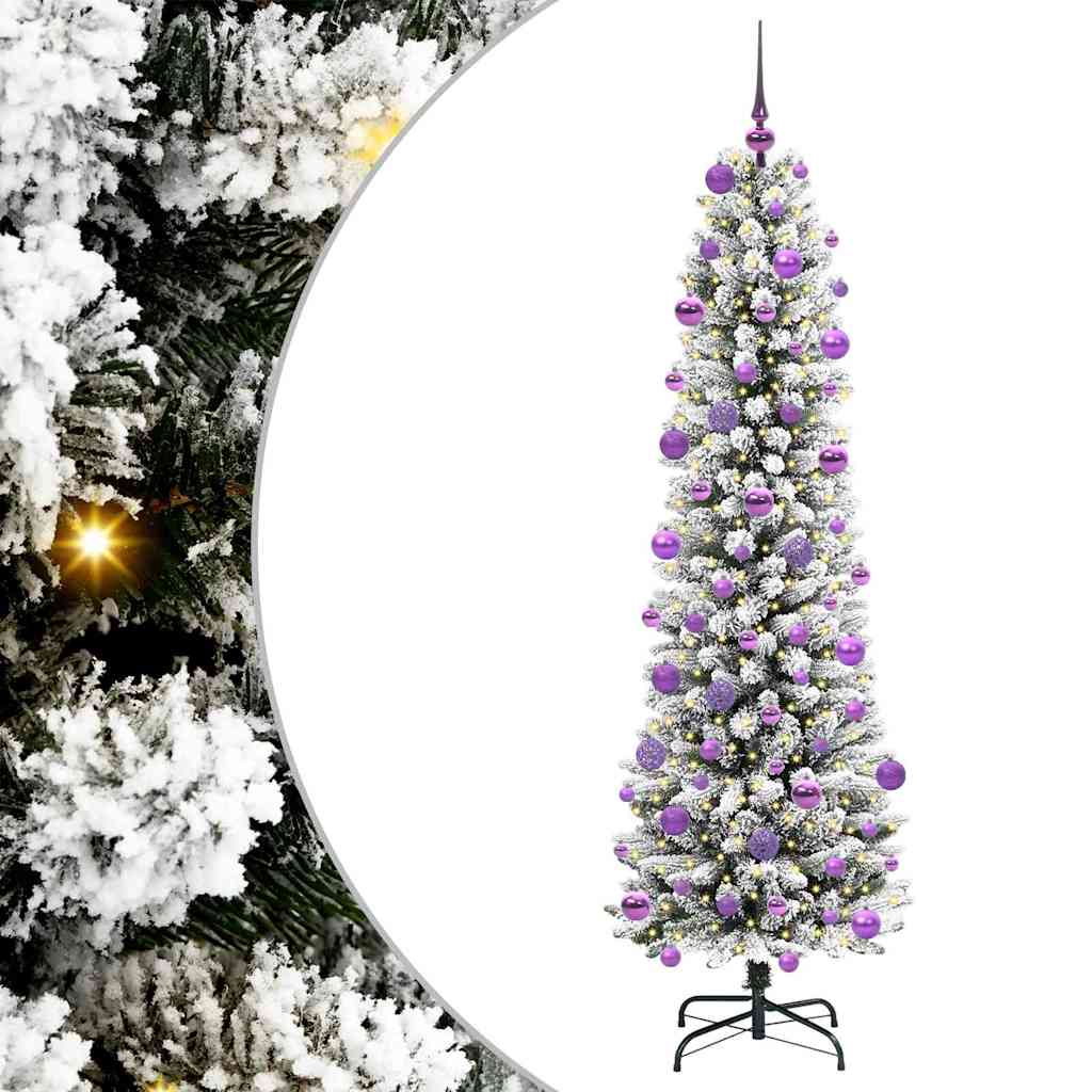 Kunstigt juletræ Hvid 210 cm PVC og metal og plast