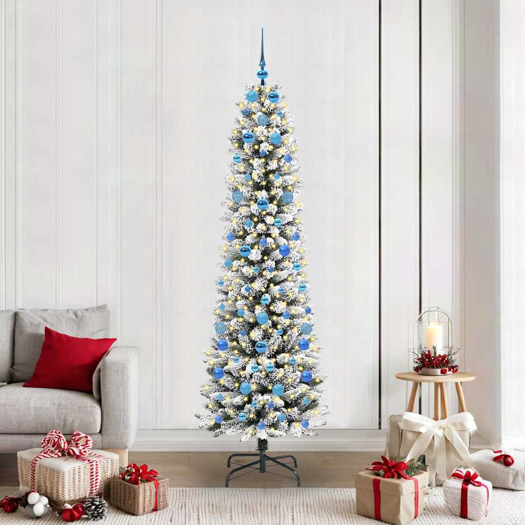 Kunstigt juletræ Hvid 210 cm PVC og metal og plast
