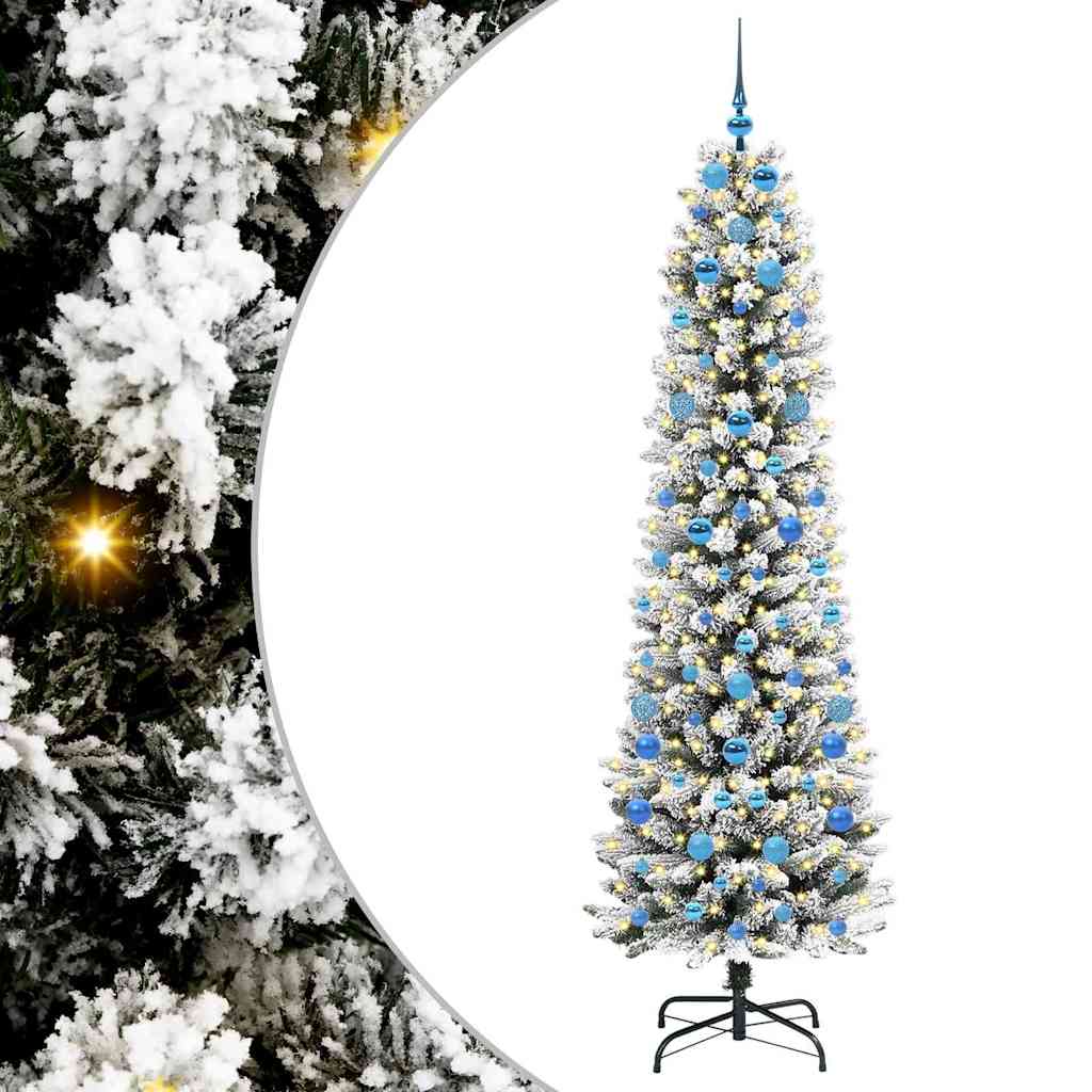 Kunstigt juletræ Hvid 210 cm PVC og metal og plast