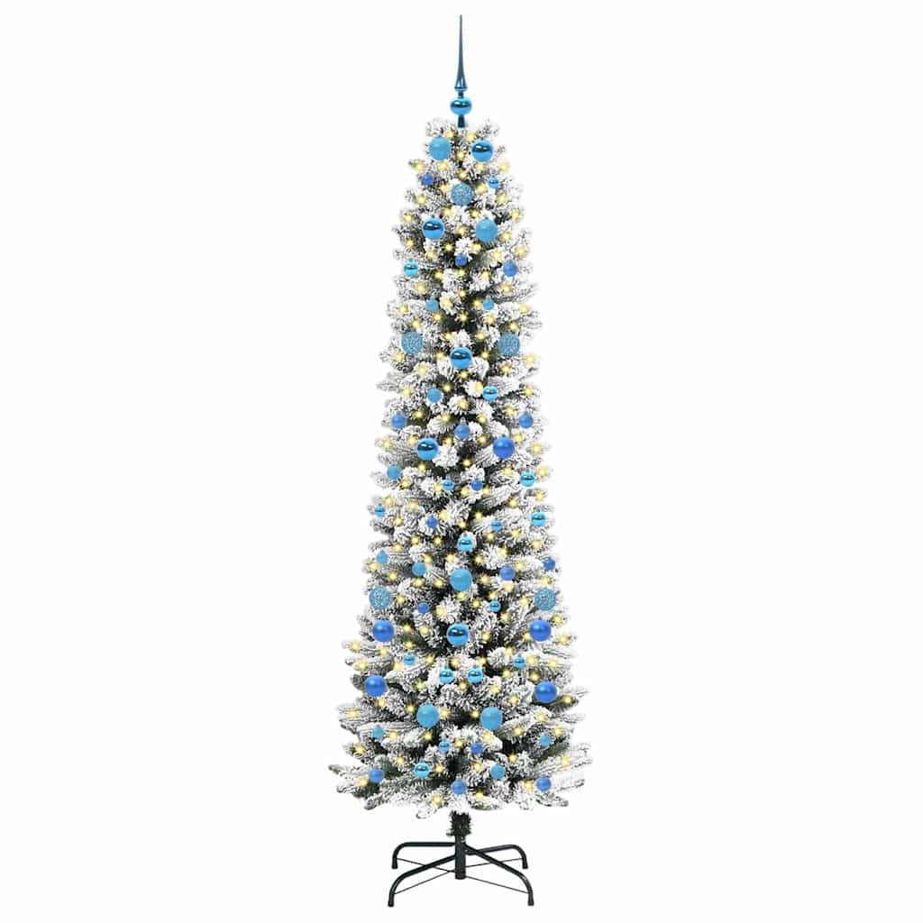 Kunstigt juletræ Hvid 210 cm PVC og metal og plast