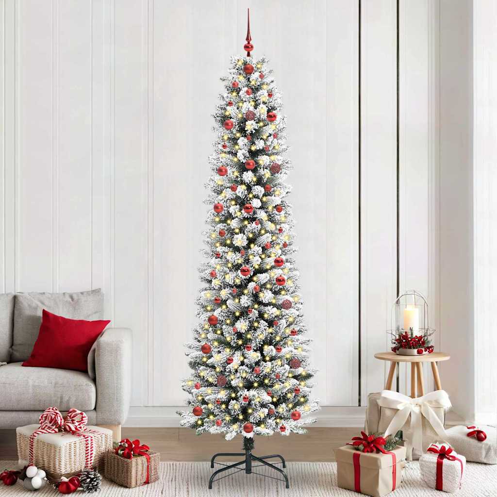 Kunstigt juletræ Hvid 240 cm PVC og metal og plast