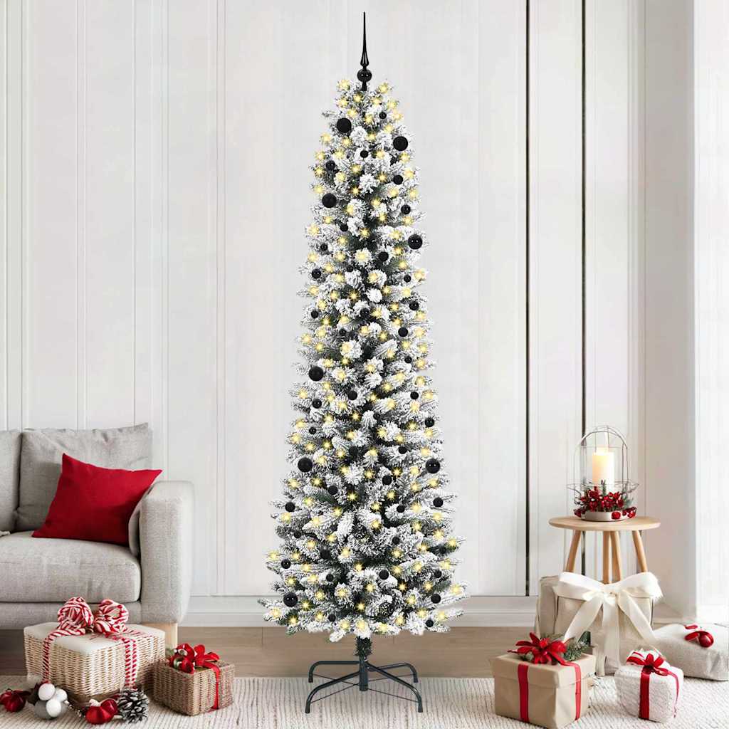 Kunstigt juletræ Hvid 240 cm PVC og metal og plast