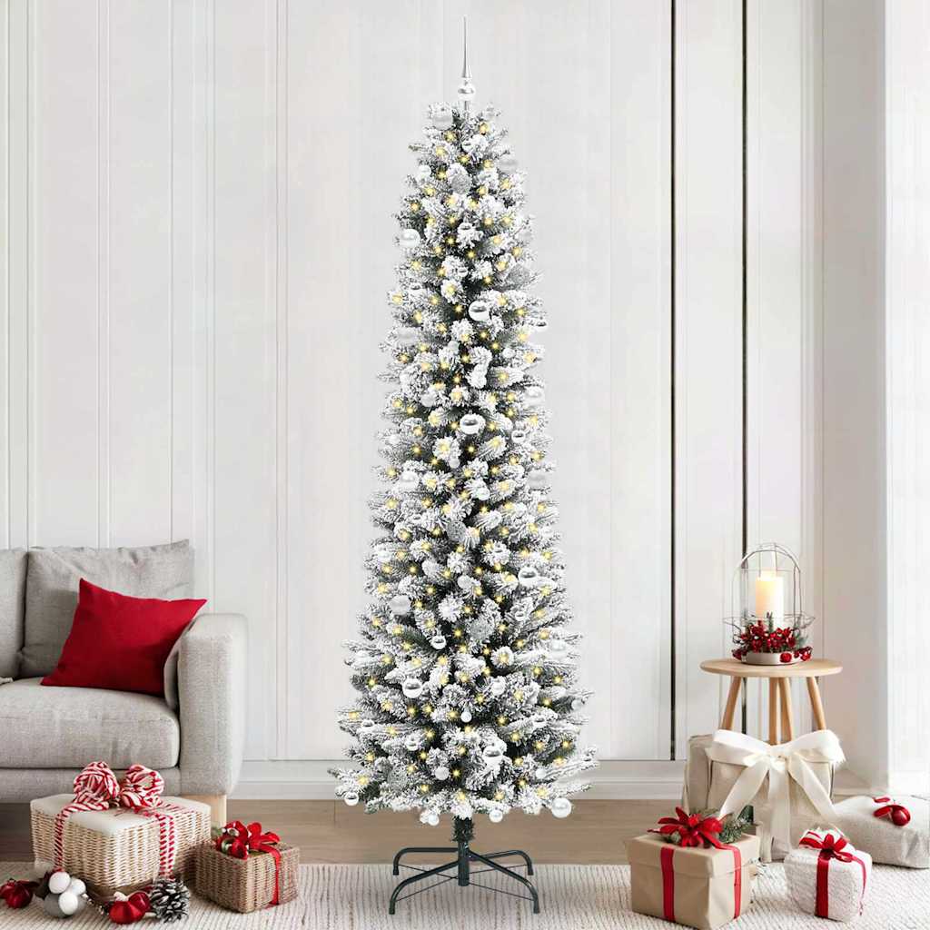 Kunstigt juletræ Hvid 240 cm PVC og metal og plast