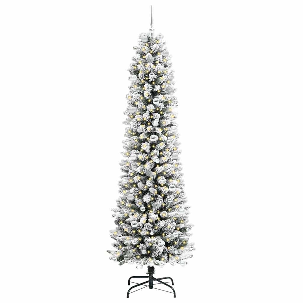 Kunstigt juletræ Hvid 240 cm PVC og metal og plast