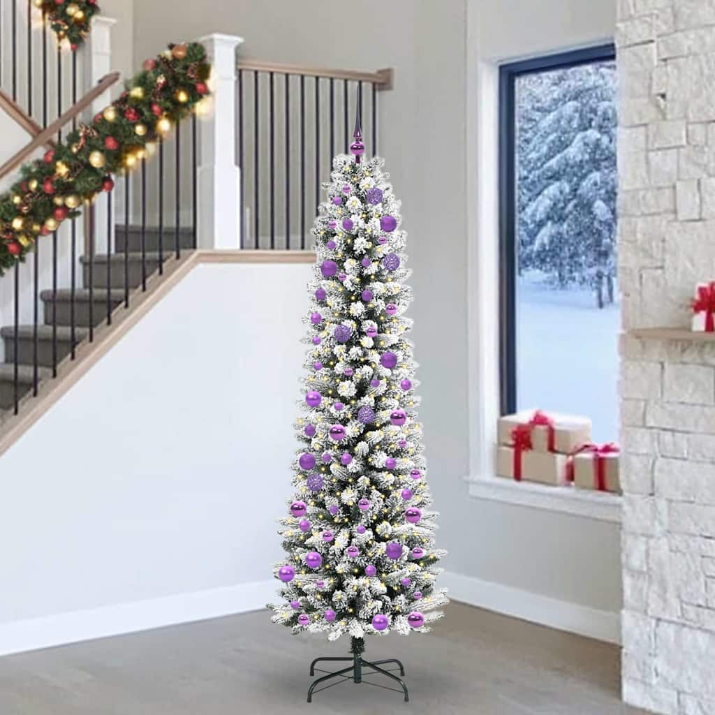 Kunstigt juletræ Hvid 240 cm PVC og metal og plast