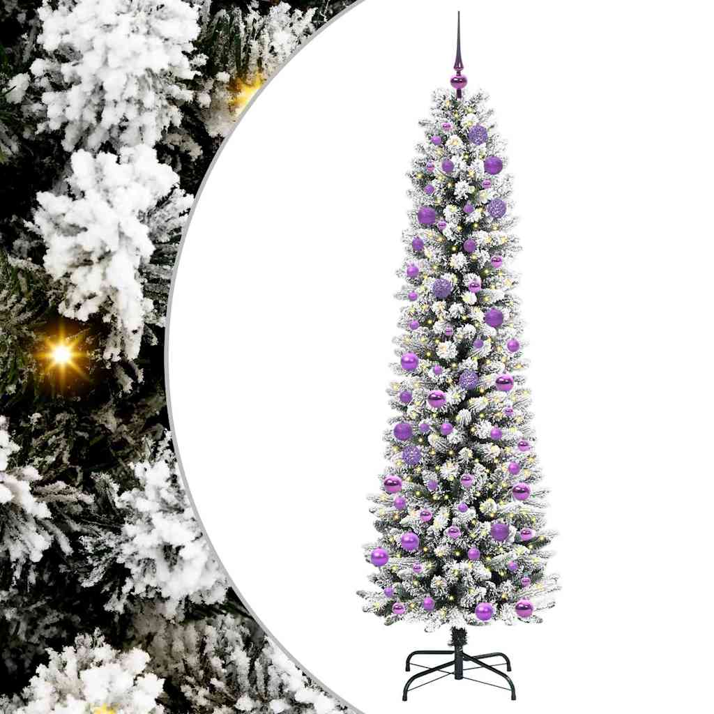 Kunstigt juletræ Hvid 240 cm PVC og metal og plast