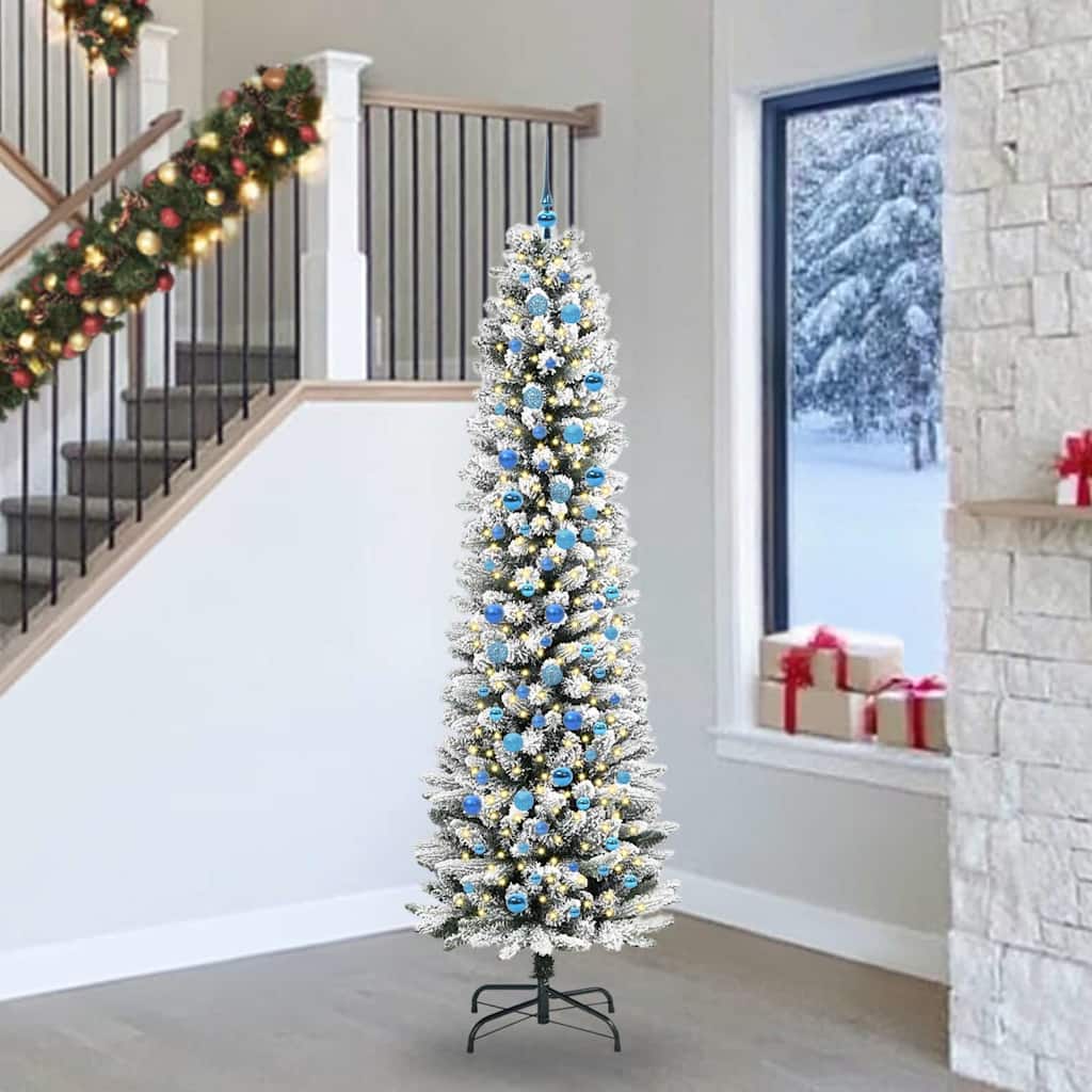Kunstigt juletræ Hvid 240 cm PVC og metal og plast