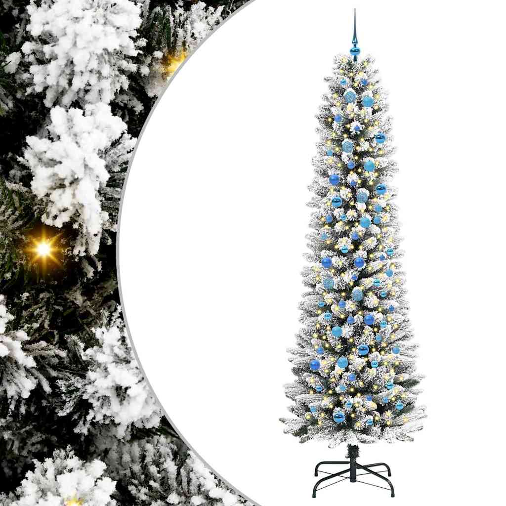 Kunstigt juletræ Hvid 240 cm PVC og metal og plast