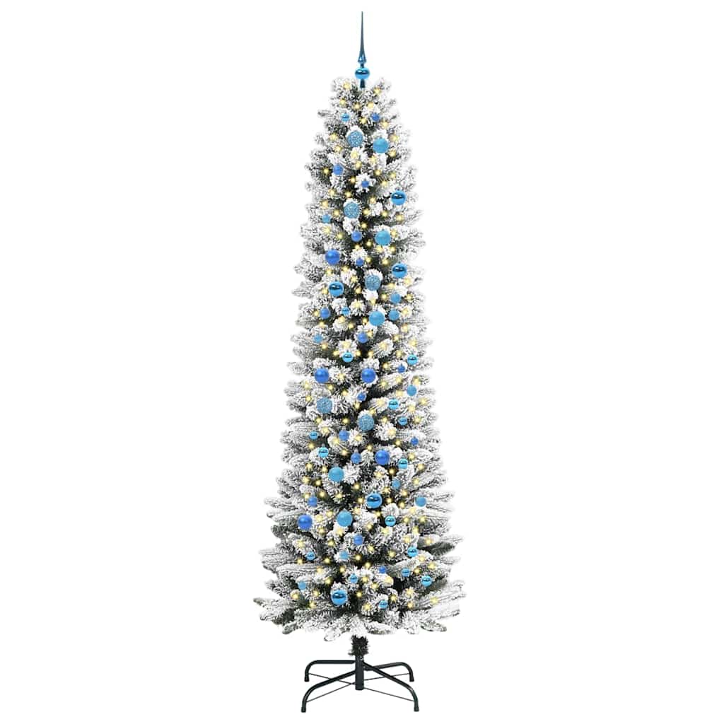 Kunstigt juletræ Hvid 240 cm PVC og metal og plast