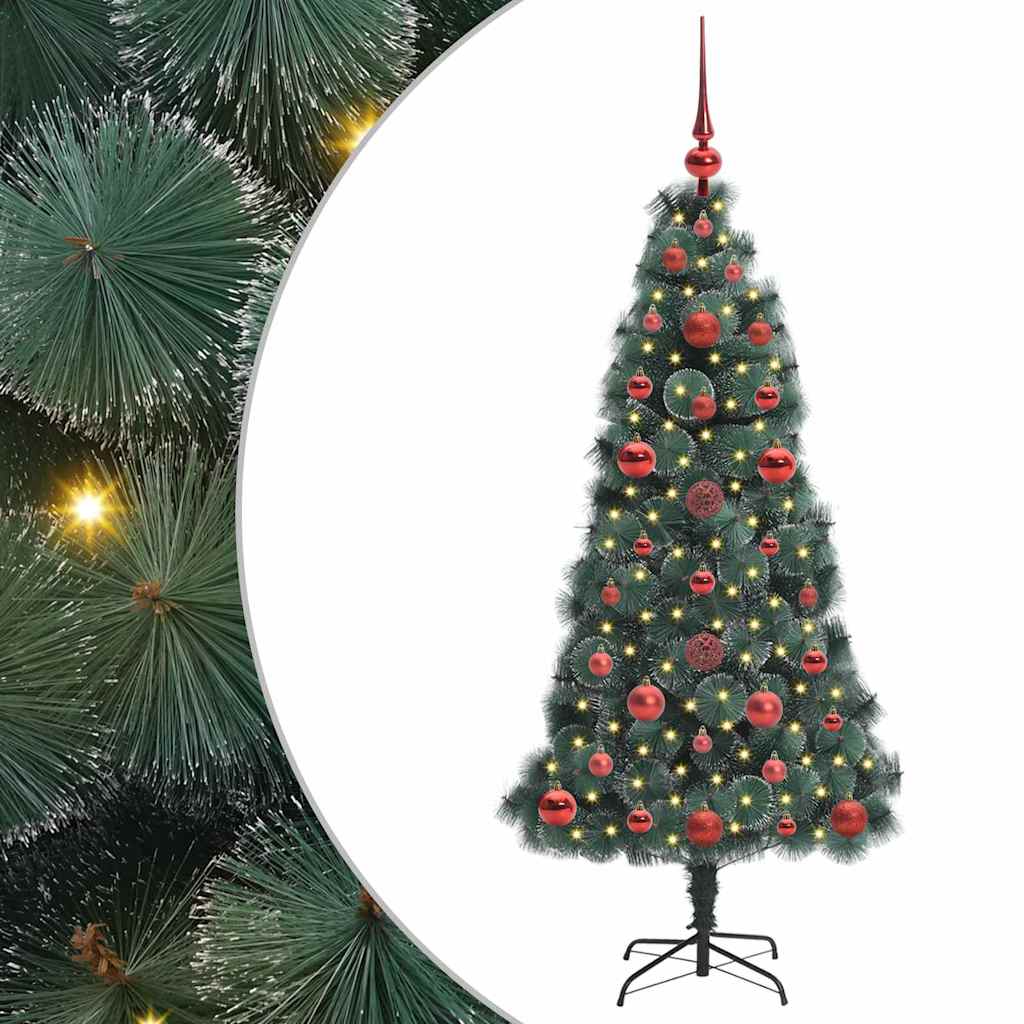 Kunstigt præ-dekoreret juletræ med kuglesæt Grøn 120 cm PET