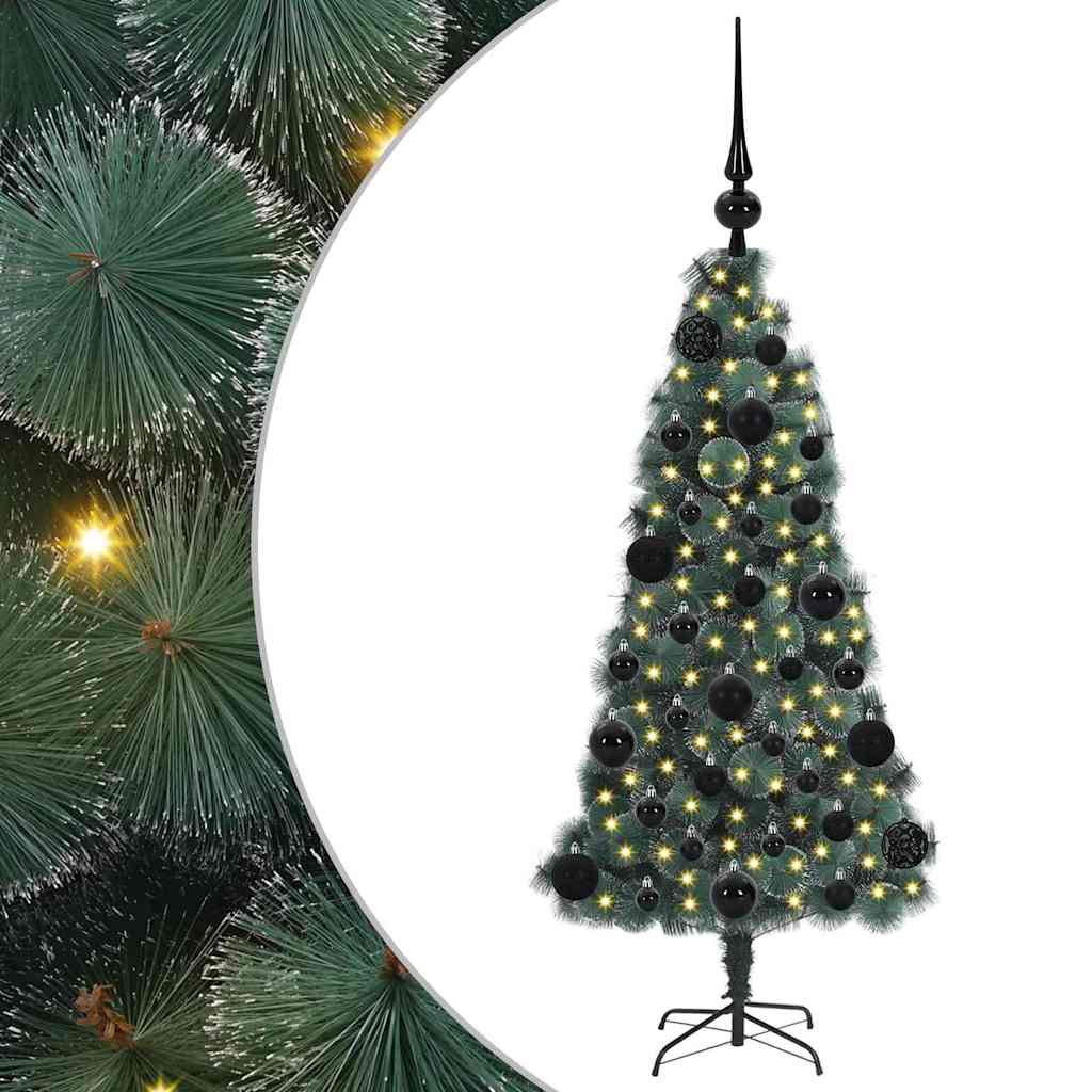 Kunstigt forlystet juletræ med kuglesæt Grøn 120 cm PET