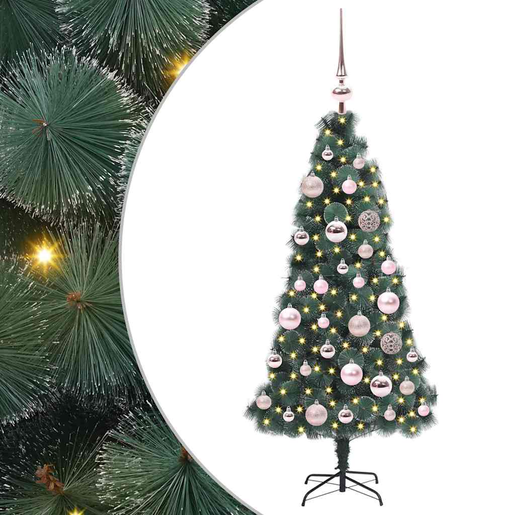 Kunstig forberedt juletræ med kuglesæt Grøn 120 cm PET