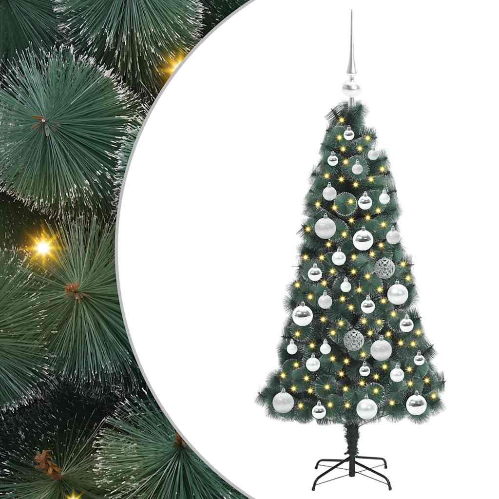 Kunstig fortryllet juletræ med kuglesæt Grøn 120 cm PET