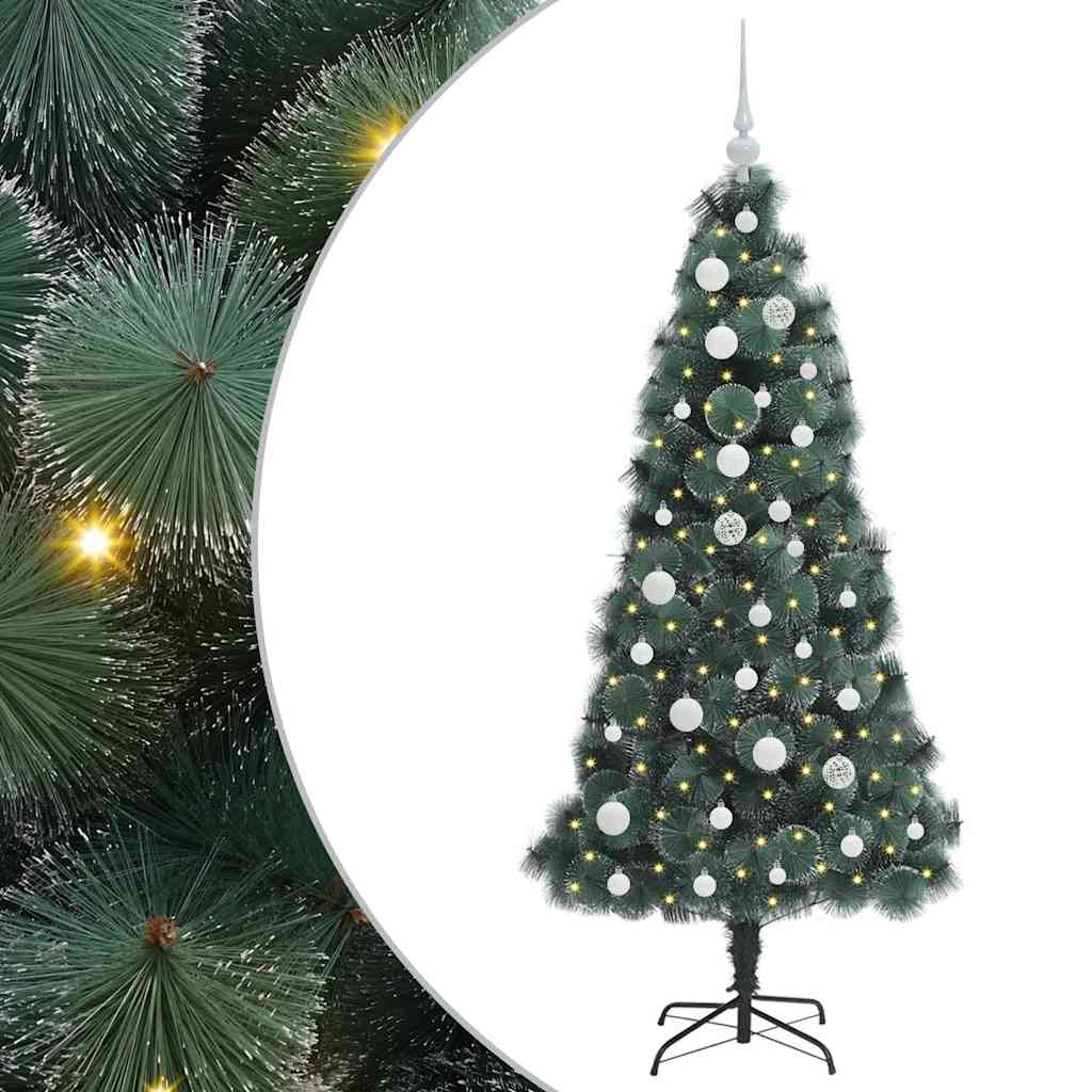 Kunstigt forberedt juletræ med kuglesæt Grøn 150 cm PET