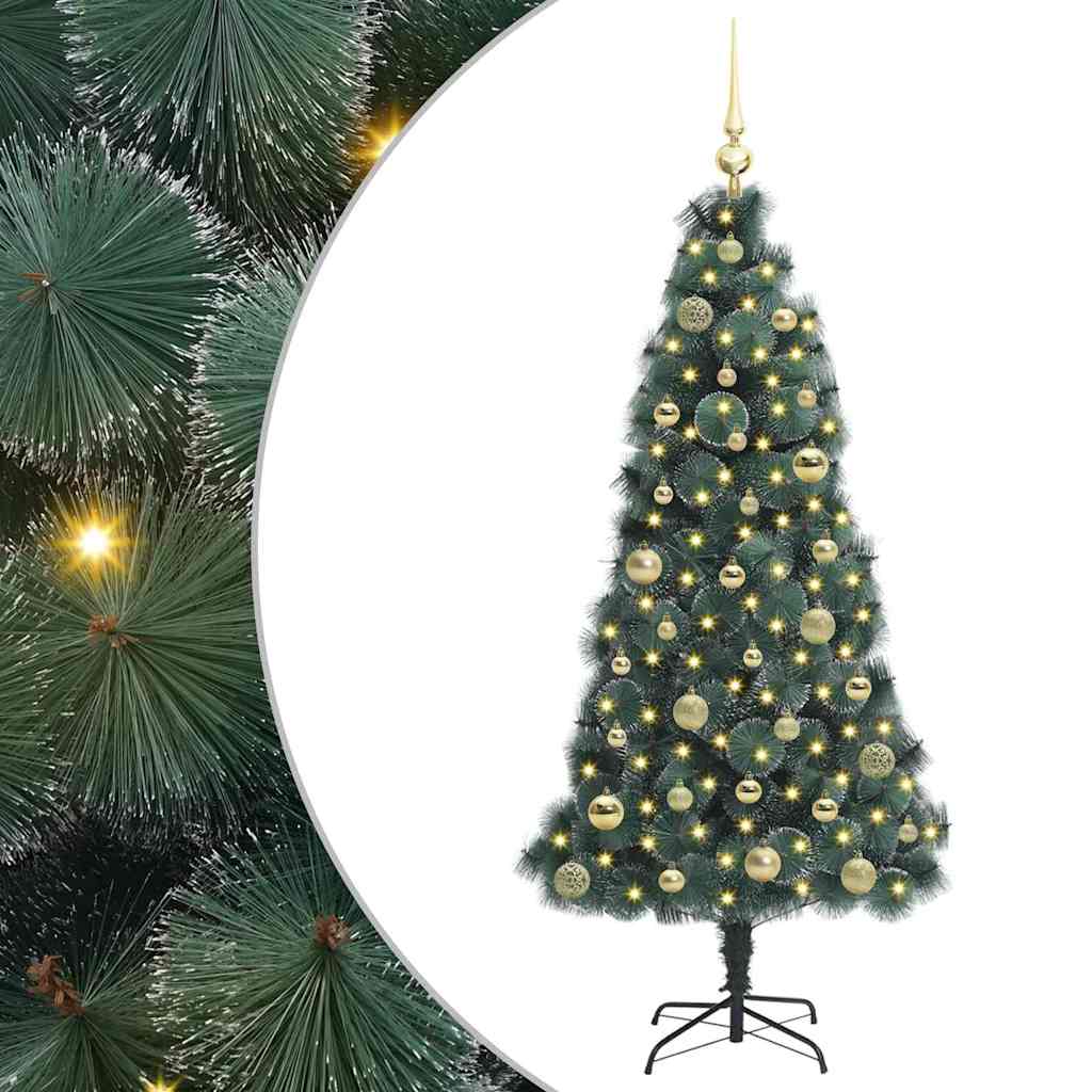 Kunstigt forbundet juletræ med kuglesæt Grøn 150 cm PET