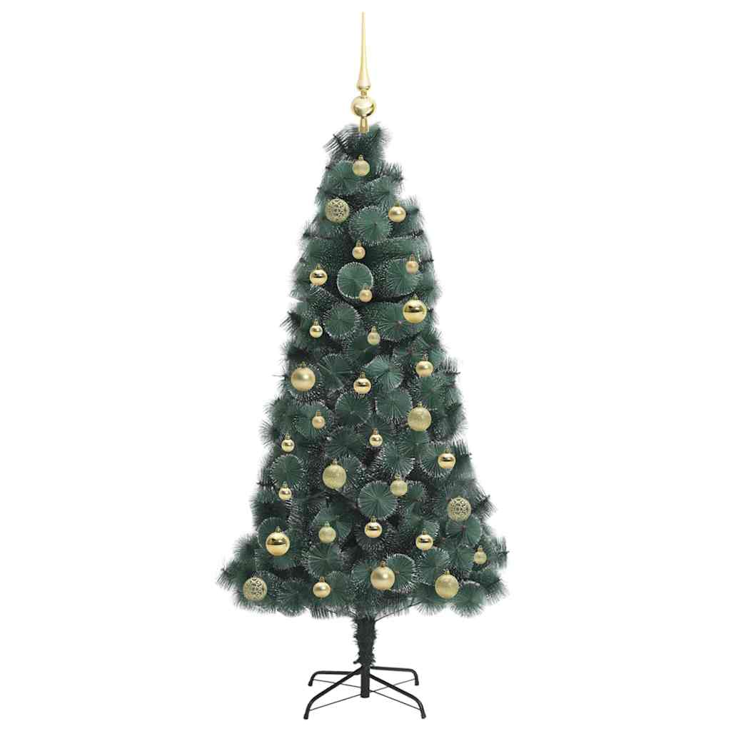 Kunstigt forbundet juletræ med kuglesæt Grøn 150 cm PET