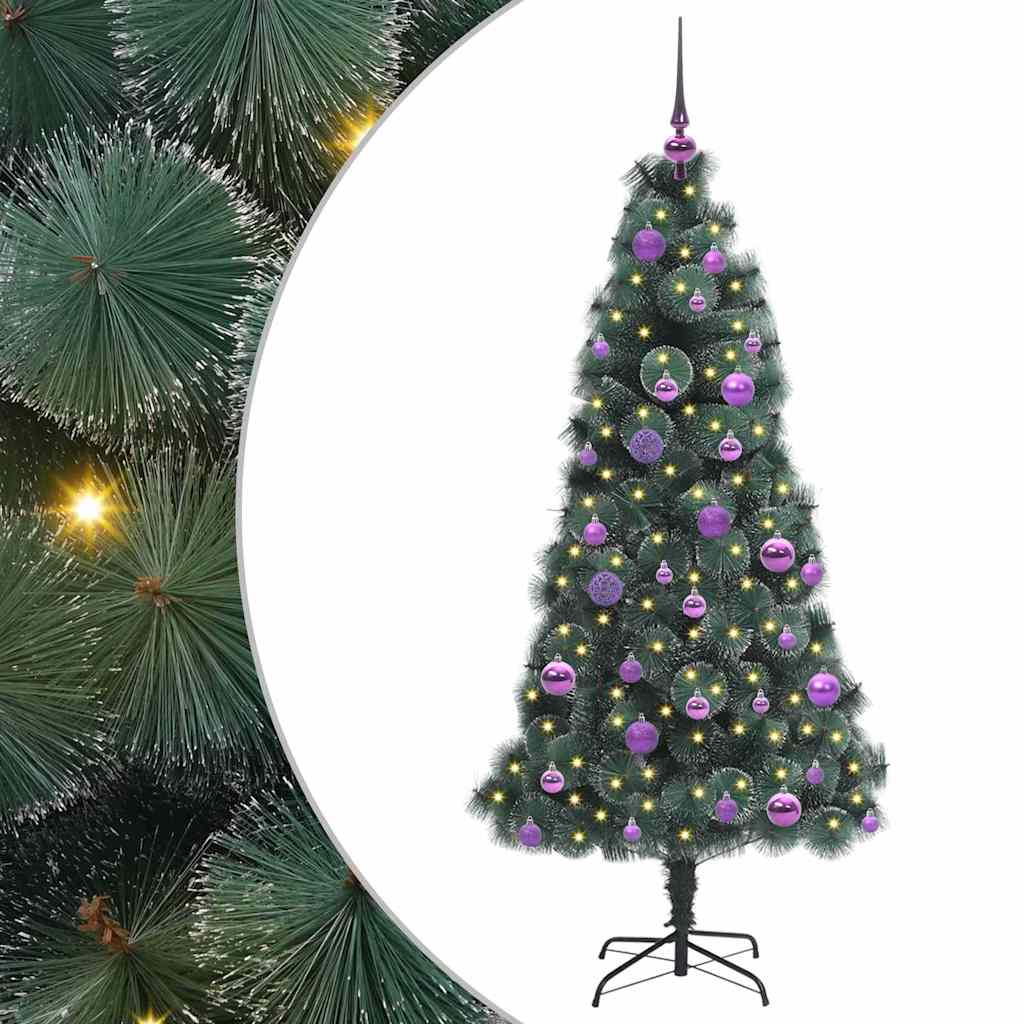 Kunstig forberedt juletræ med kuglesæt Grøn 150 cm PET