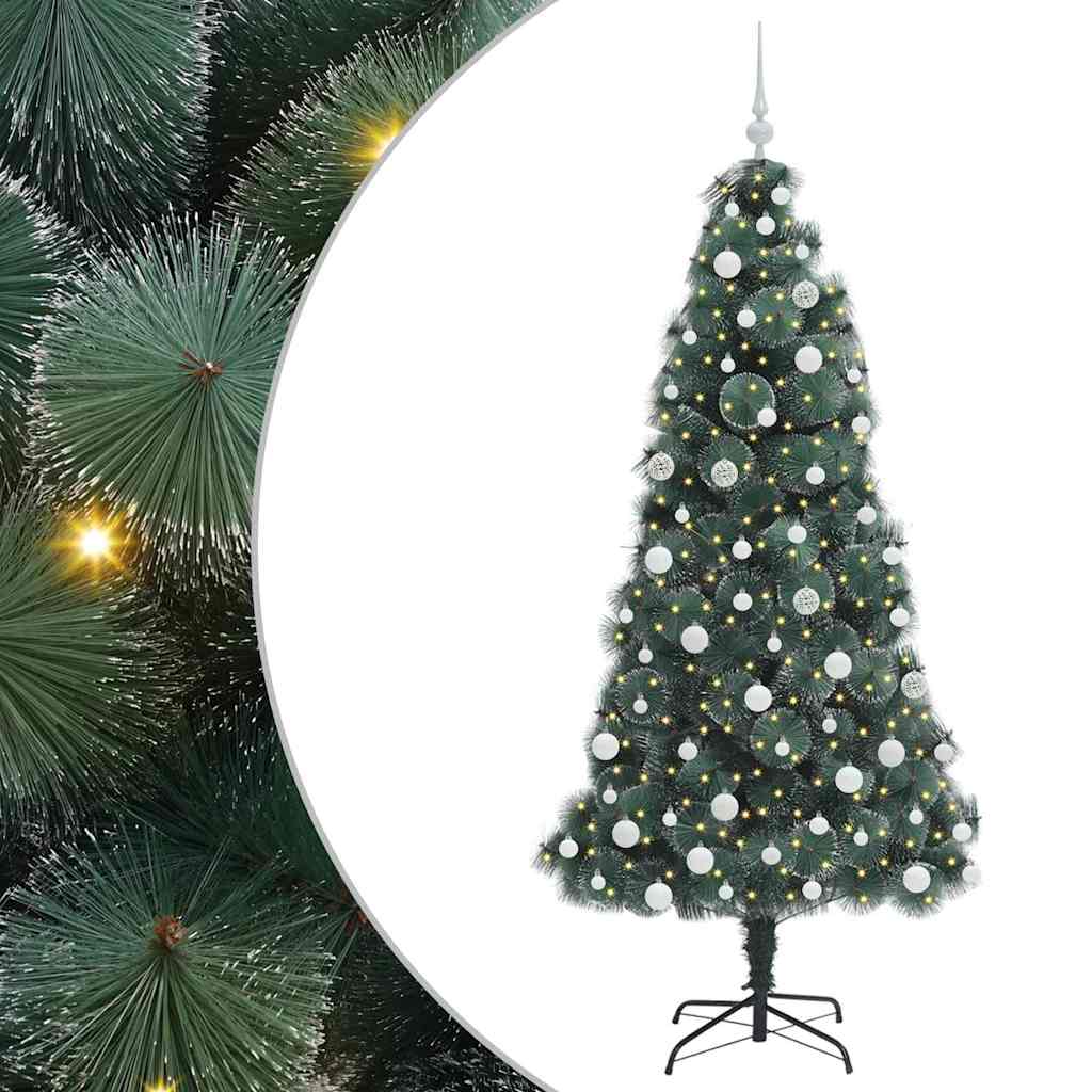 Kunstigt for-lyst juletræ med kuglesæt Grøn 180 cm PET