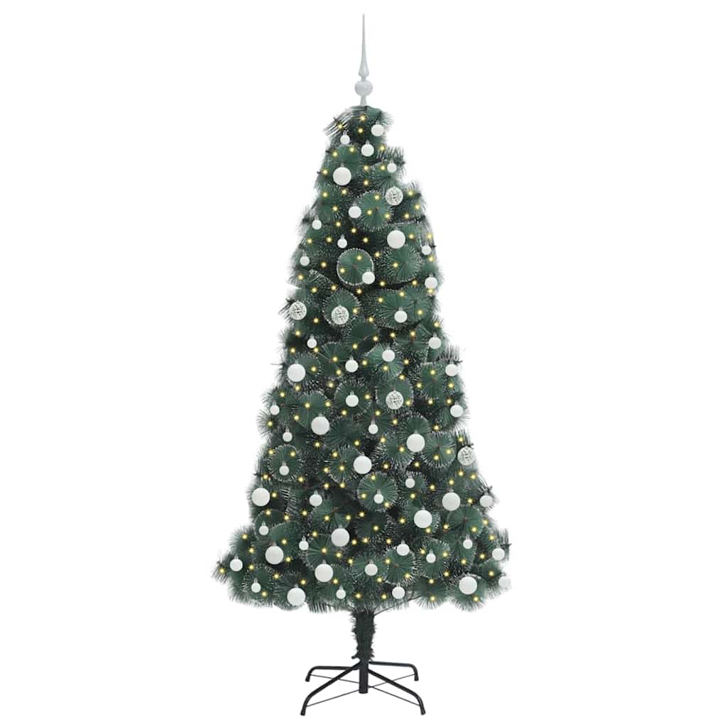 Kunstigt for-lyst juletræ med kuglesæt Grøn 180 cm PET