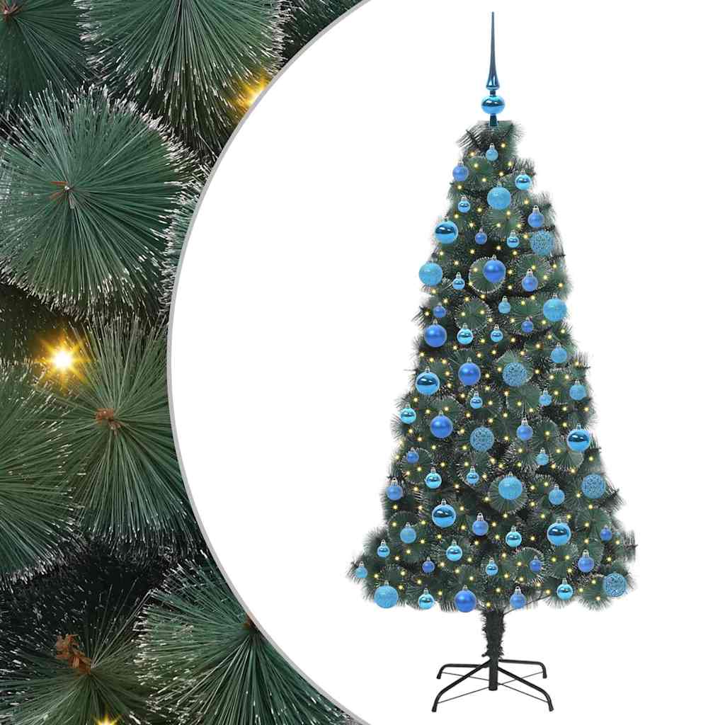 Kunstig forlystelses juletræ med boldsæt Grøn 180 cm PET