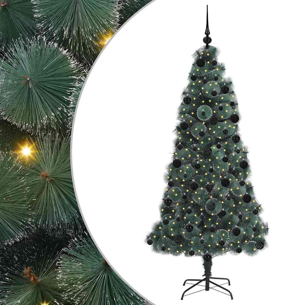 Kunstig Forbelyst Juletree med Kuglesæt Grøn 210 cm PET