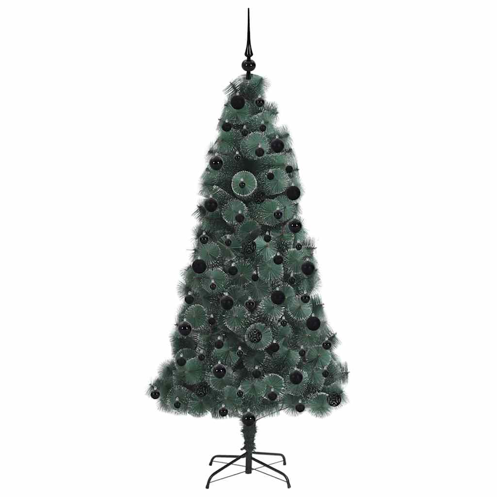Kunstig Forbelyst Juletree med Kuglesæt Grøn 210 cm PET