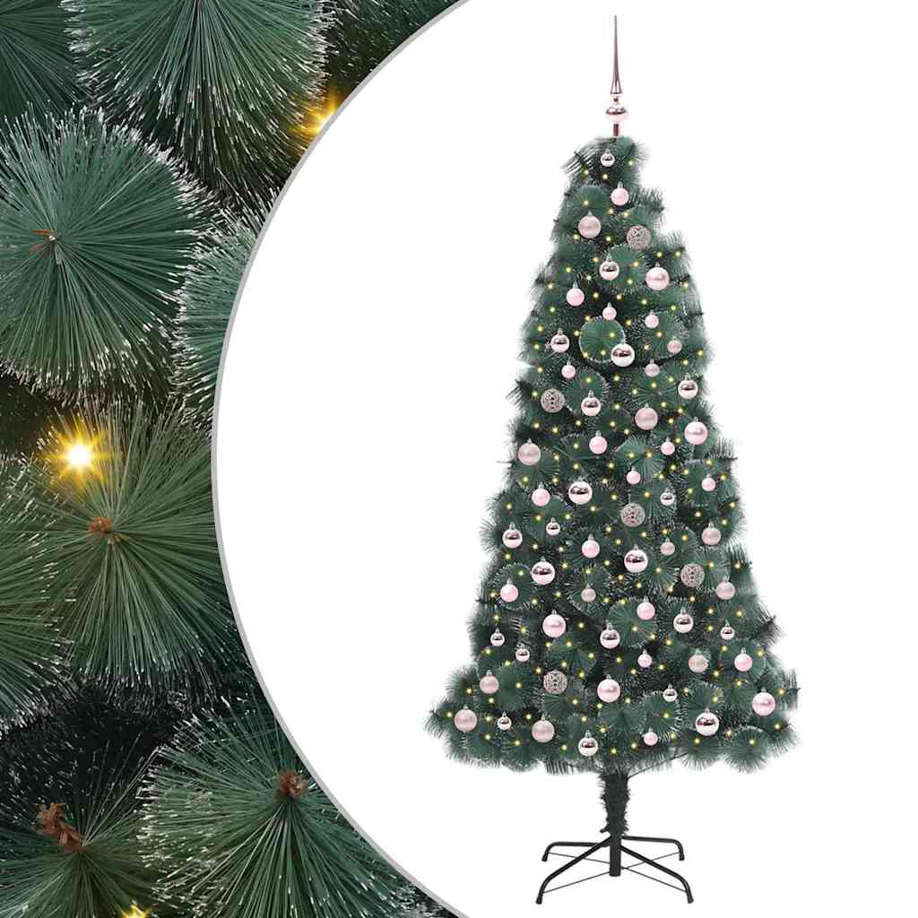 Kunstigt forberedt juletræ med kuglesæt Grøn 210 cm PET