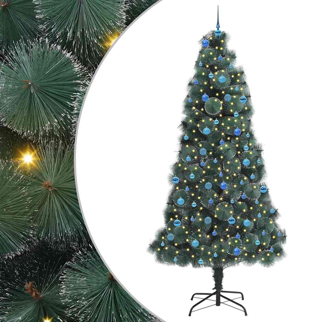 Kunstigt præ-dekoreret juletræ med kuglesæt Grøn 240 cm PET