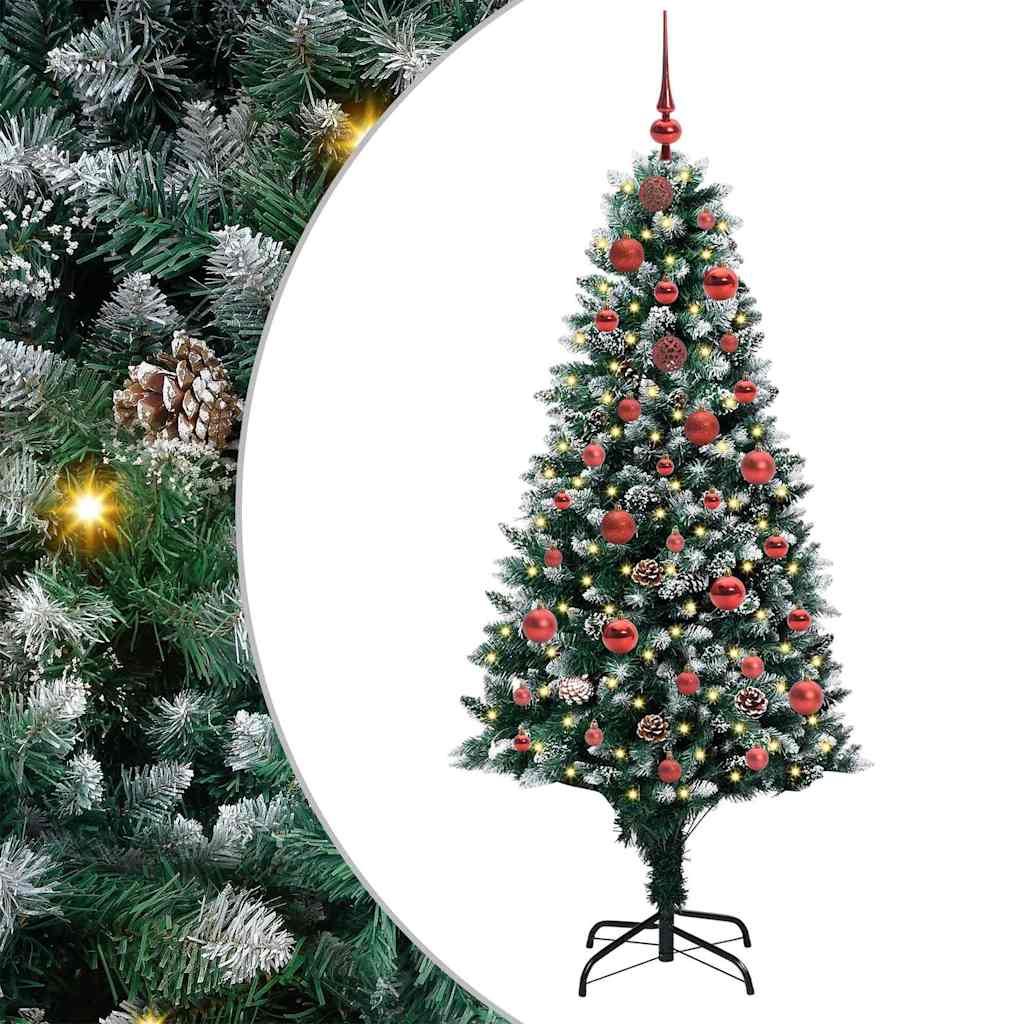 Kunstigt juletræ med stativ Grøn 150 cm PVC og Stål og Plastik