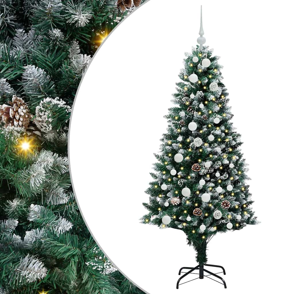 Kunstigt juletræ med stativ Grøn 150 cm PVC og Stål og Plastik