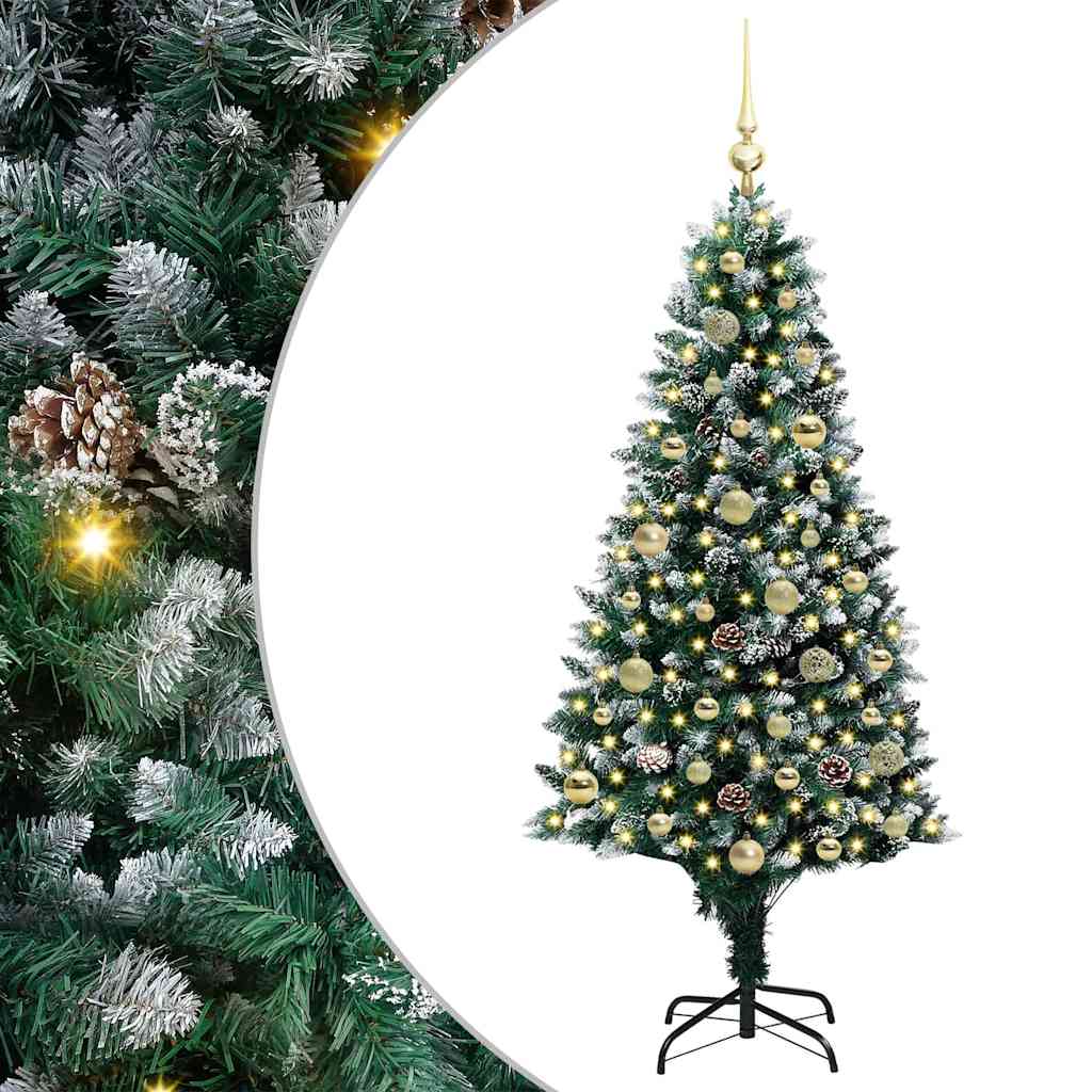 Kunstigt juletræ med stativ Grøn 150 cm PVC og Stål og Plastik