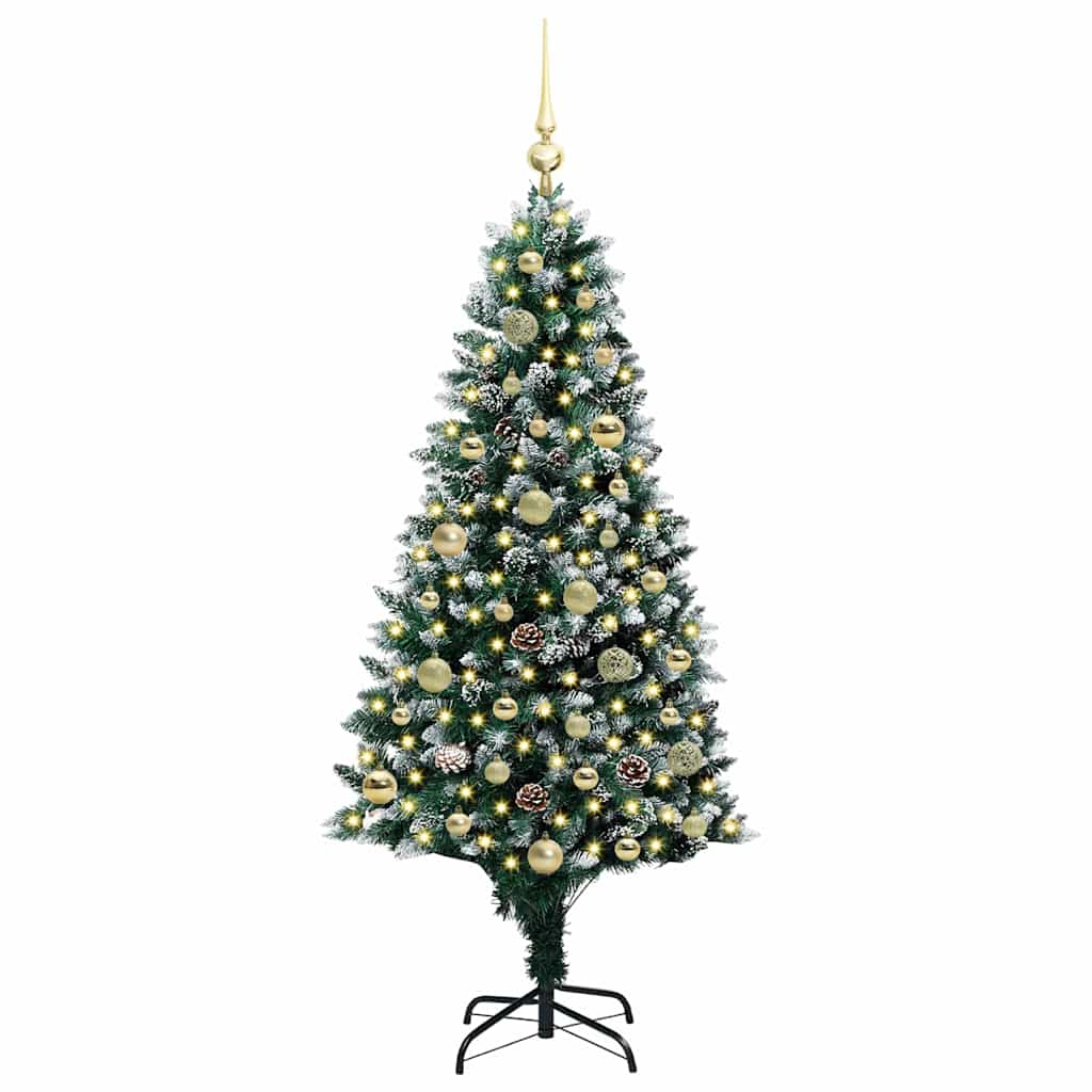 Kunstigt juletræ med stativ Grøn 150 cm PVC og Stål og Plastik