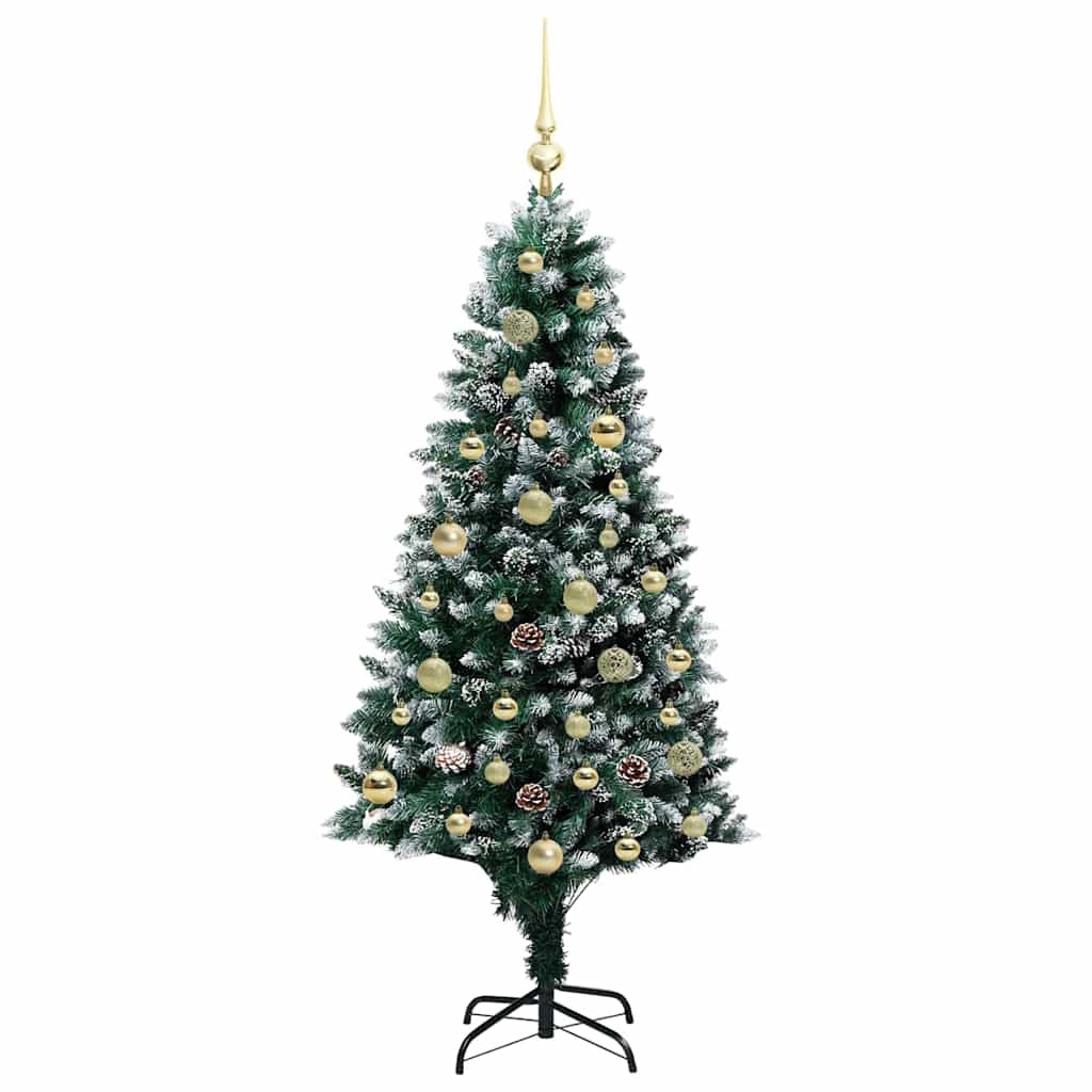 Kunstigt juletræ med stativ Grøn 150 cm PVC og Stål og Plastik