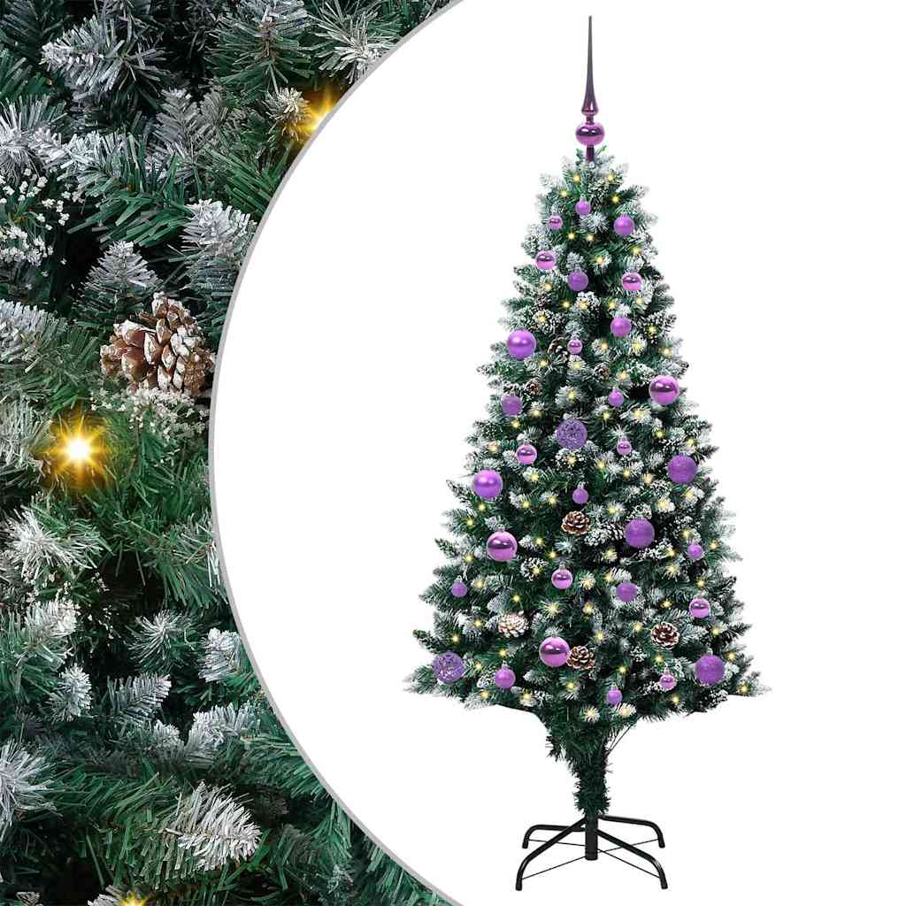 Kunstigt juletræ med stativ Grøn 150 cm PVC og Stål og Plastik