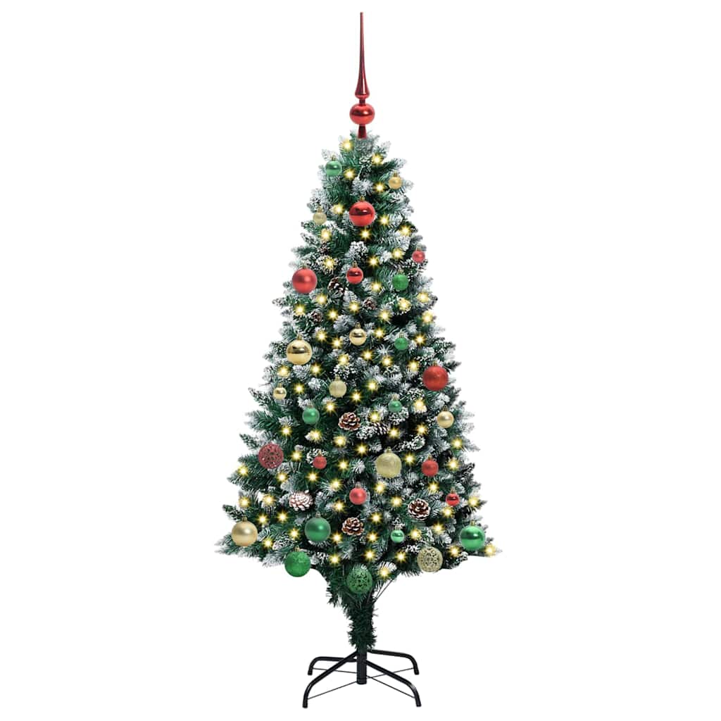 Kunstigt juletræ med stativ Grøn 150 cm PVC og Stål og Plastik