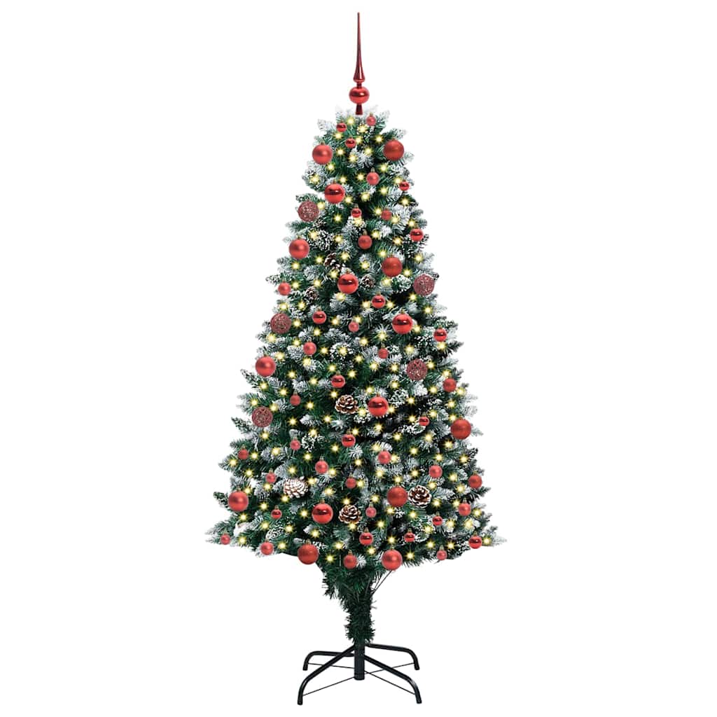 Kunstigt juletræ med stativ Grøn 180 cm PVC og Stål og Plastik