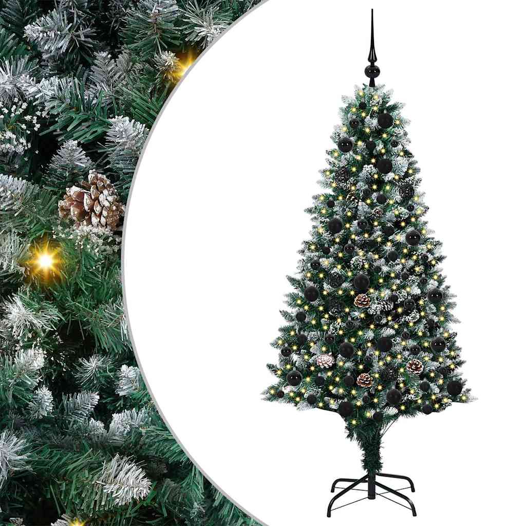 Kunstigt juletræ med stativ Grøn 180 cm PVC og Stål og Plastik